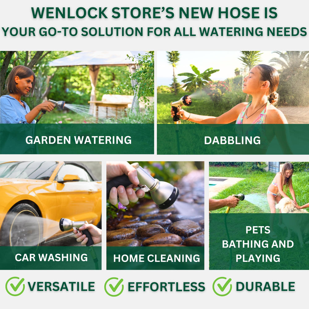 Wenlock Store garden hose with water flowing from nozzle