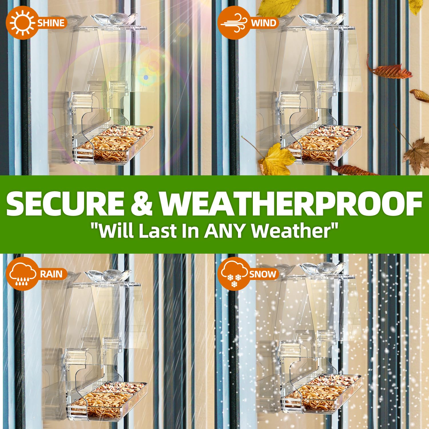 WENMIXER Window Bird Feeder package contents including hooks and manual