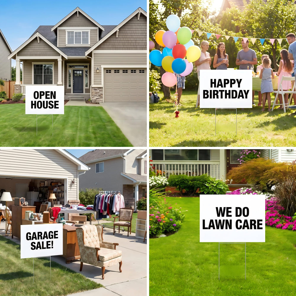 WENWELL yard signs set up at a garage sale