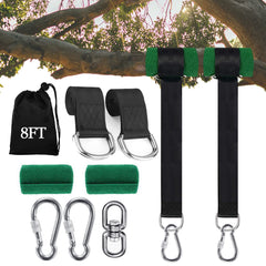 Werfeito Tree Swing Straps Kit, 8FT in black with carabiners
