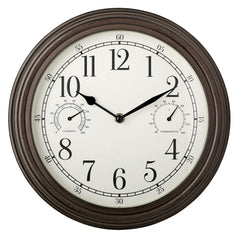 Westclox 12-inch outdoor wall clock bronze front view
