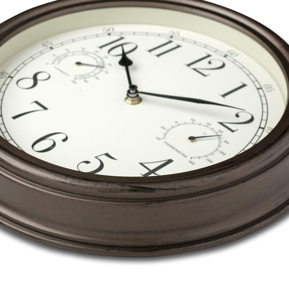 Westclox wall clock showing temperature and humidity dials