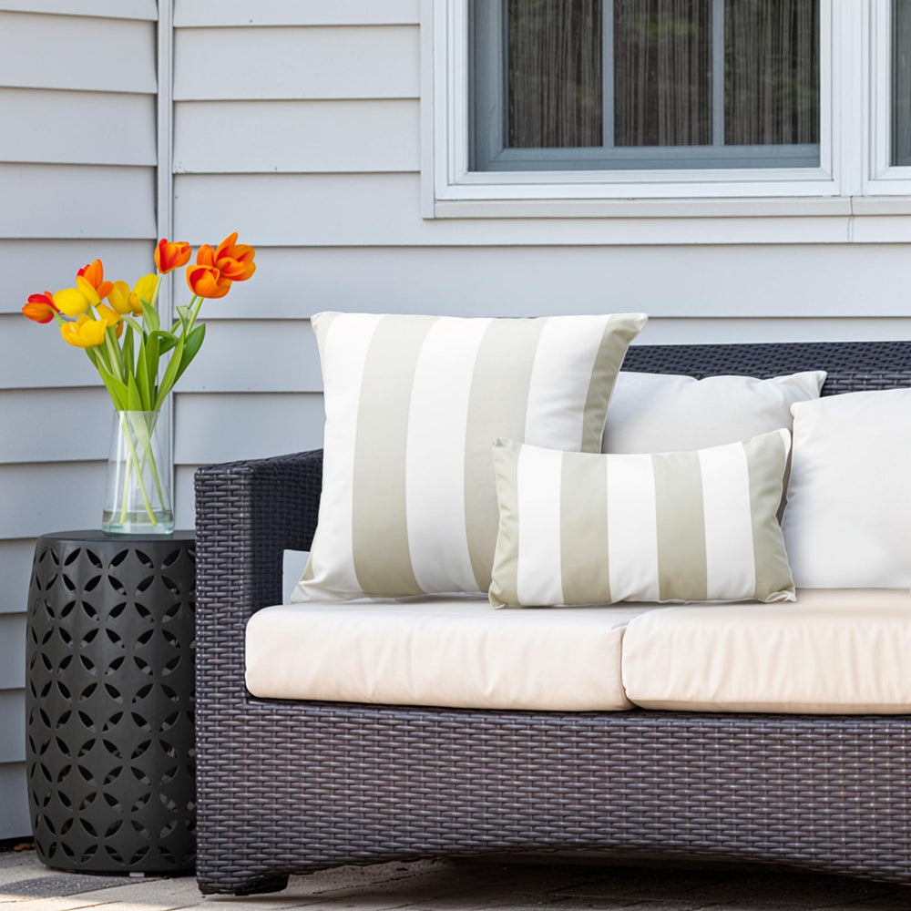 WESTERN HOME WH outdoor striped pillow cover in a garden setting