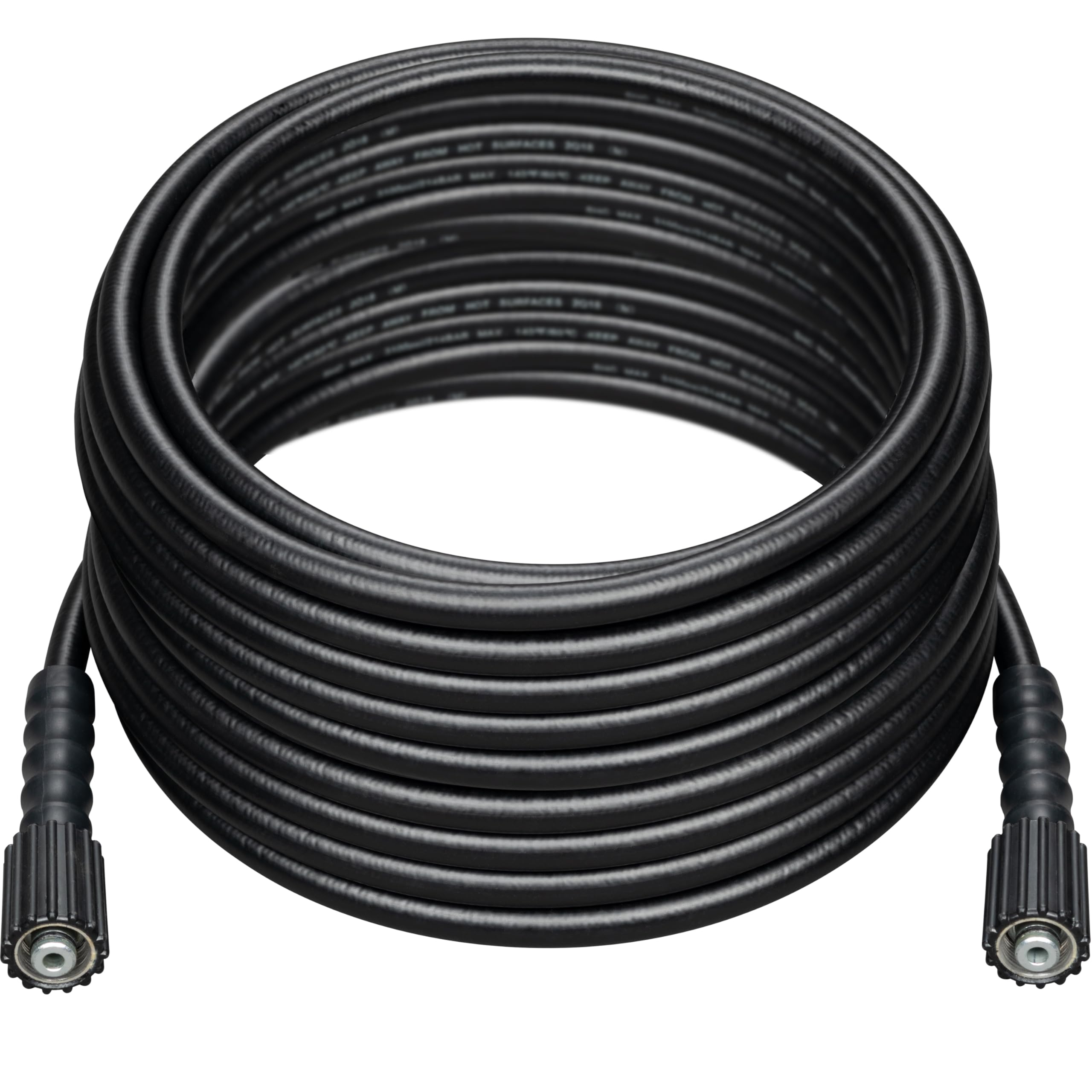 Westinghouse 50 ft PVC pressure washer hose front view, black