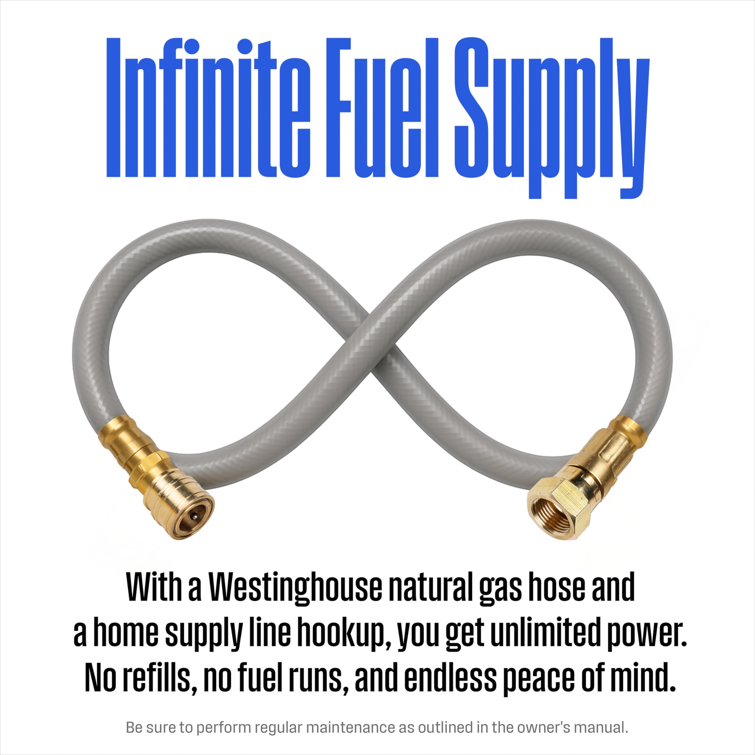 Westinghouse generator with connected natural gas hose