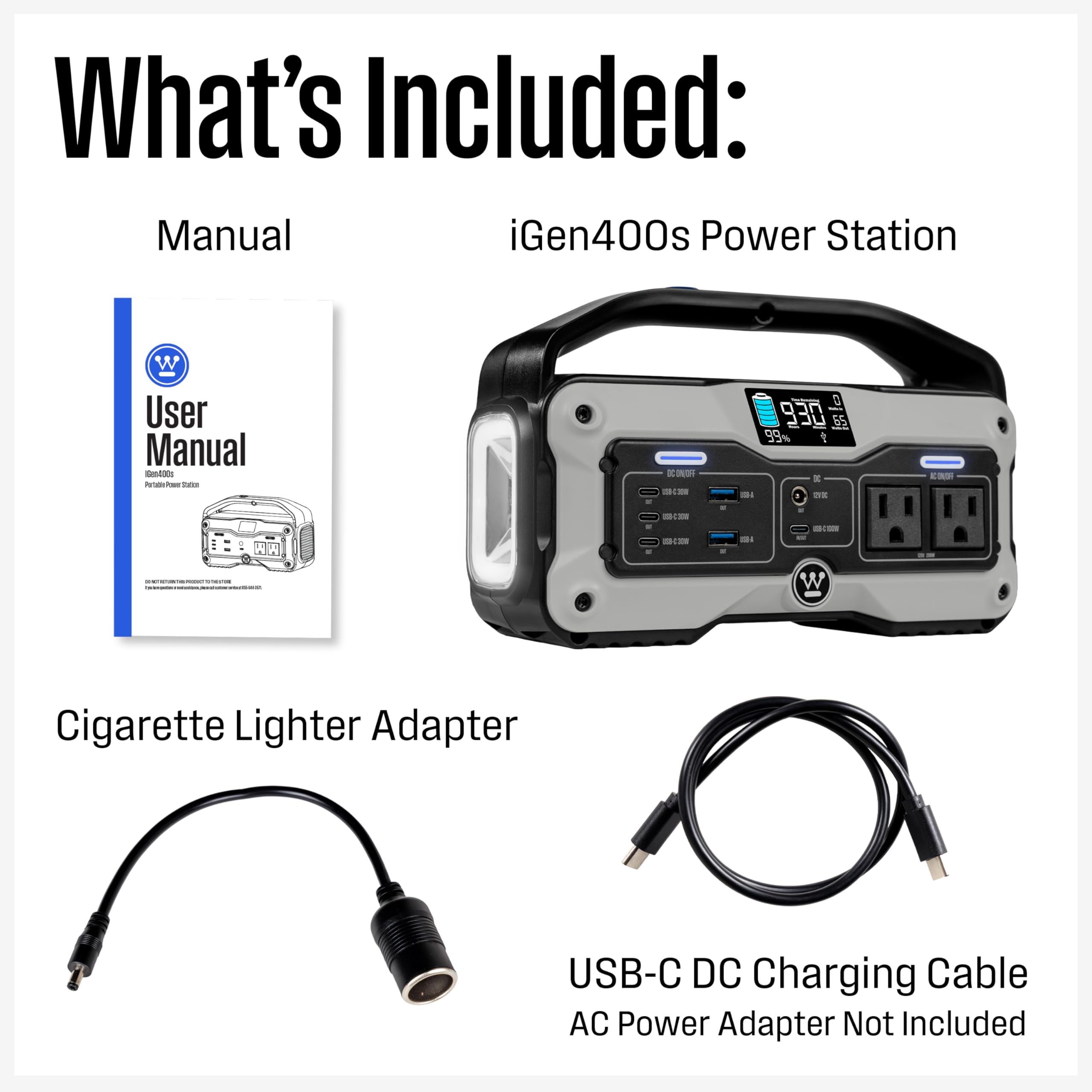 Westinghouse iGen400s Portable Power Station with tri-mode flashlight