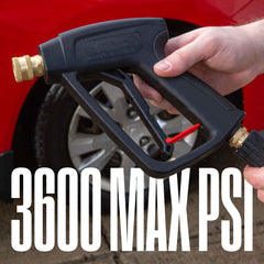 Westinghouse Short Pressure Washer Gun in use, cleaning a car