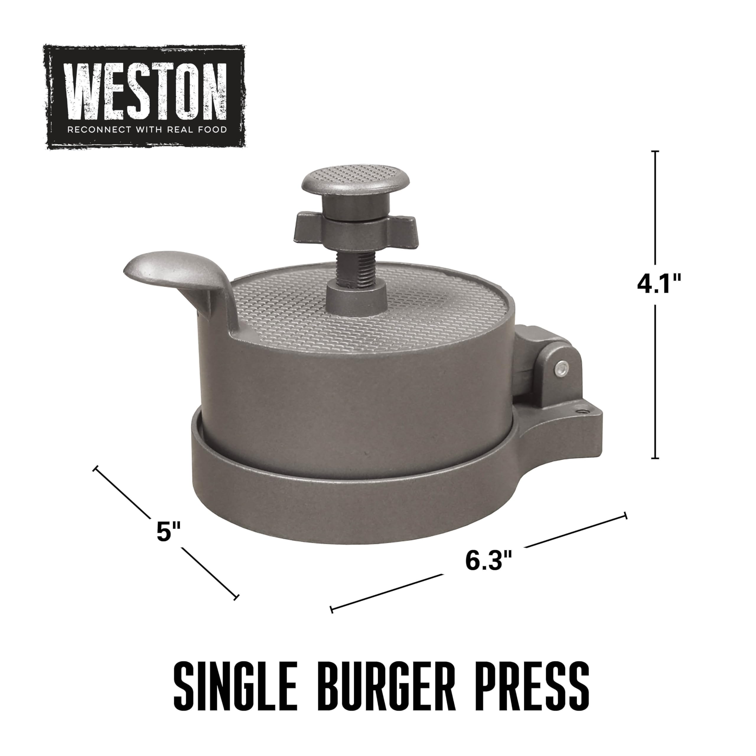 Weston Burger Press packaging and product details