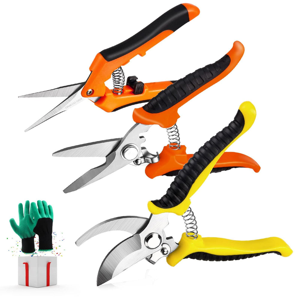 Wevove garden pruning shears set with three blades and gardening gloves