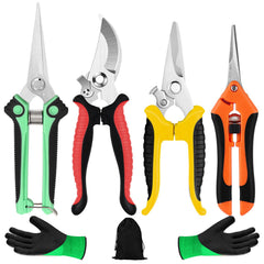 Wevove garden shears in red, yellow, blue, and orange front view