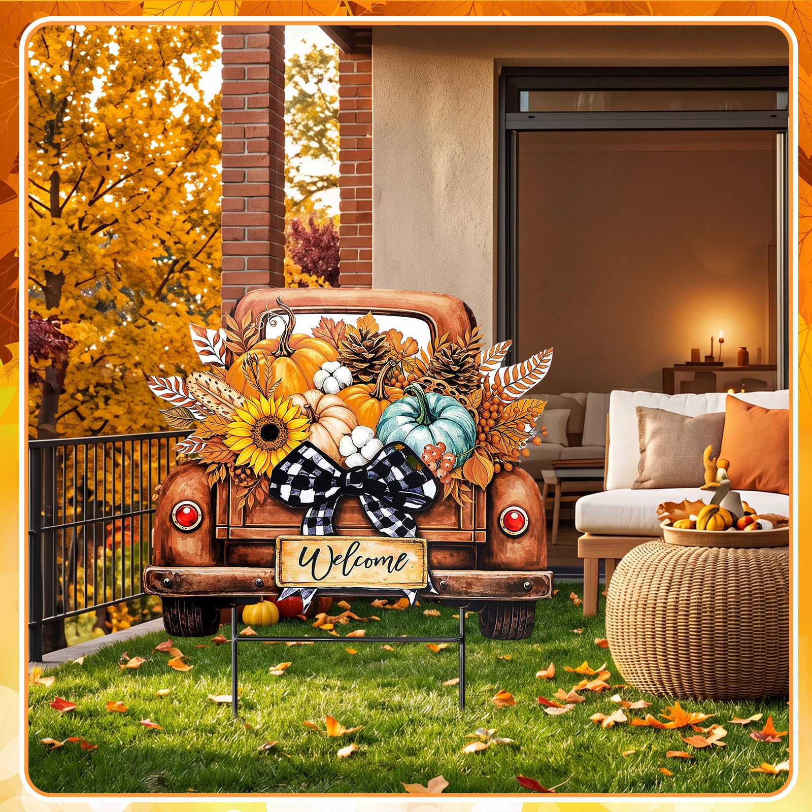 Weysat Fall Decor Yard Sign installation process with bracket