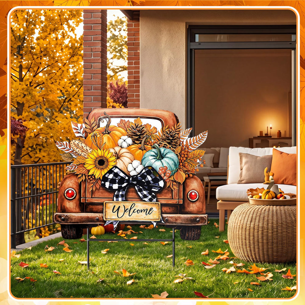Weysat Fall Decor Yard Sign installation process with bracket