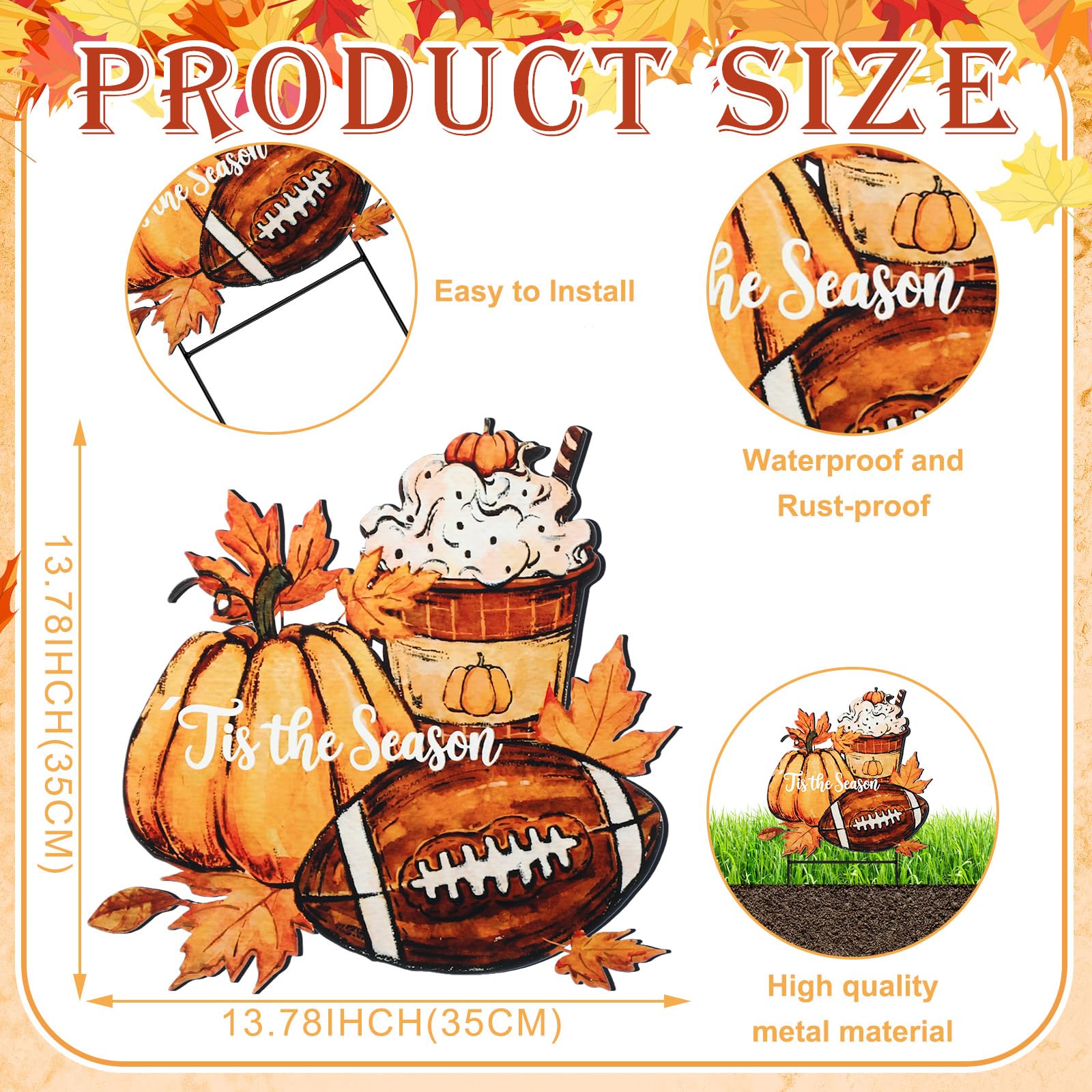 Weysat Fall Pumpkin Yard Sign displayed in garden setting