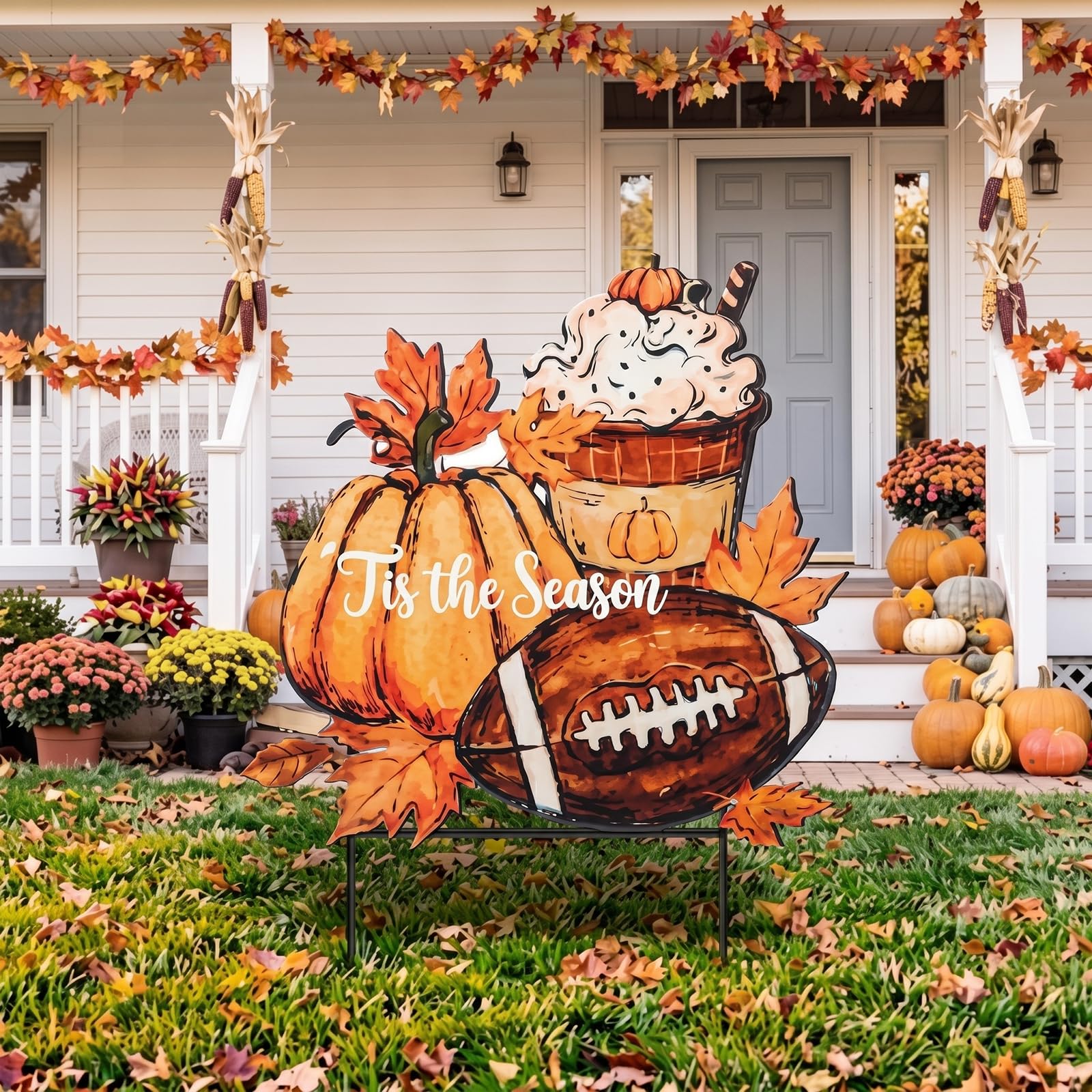 Weysat Fall Pumpkin Yard Sign front view with colorful design