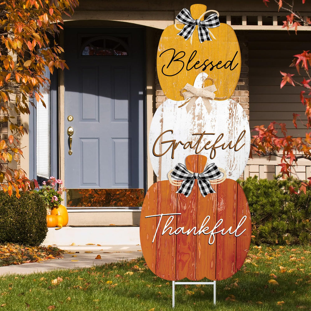 Weysat pumpkin yard sign displayed in a front yard