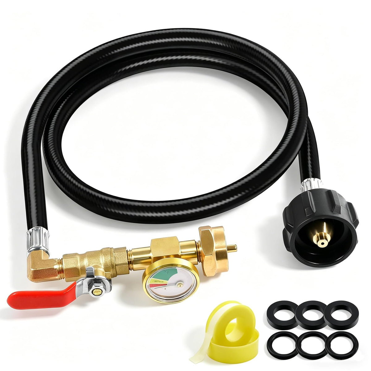 WGXY propane refill adapter with 3FT hose and gauge