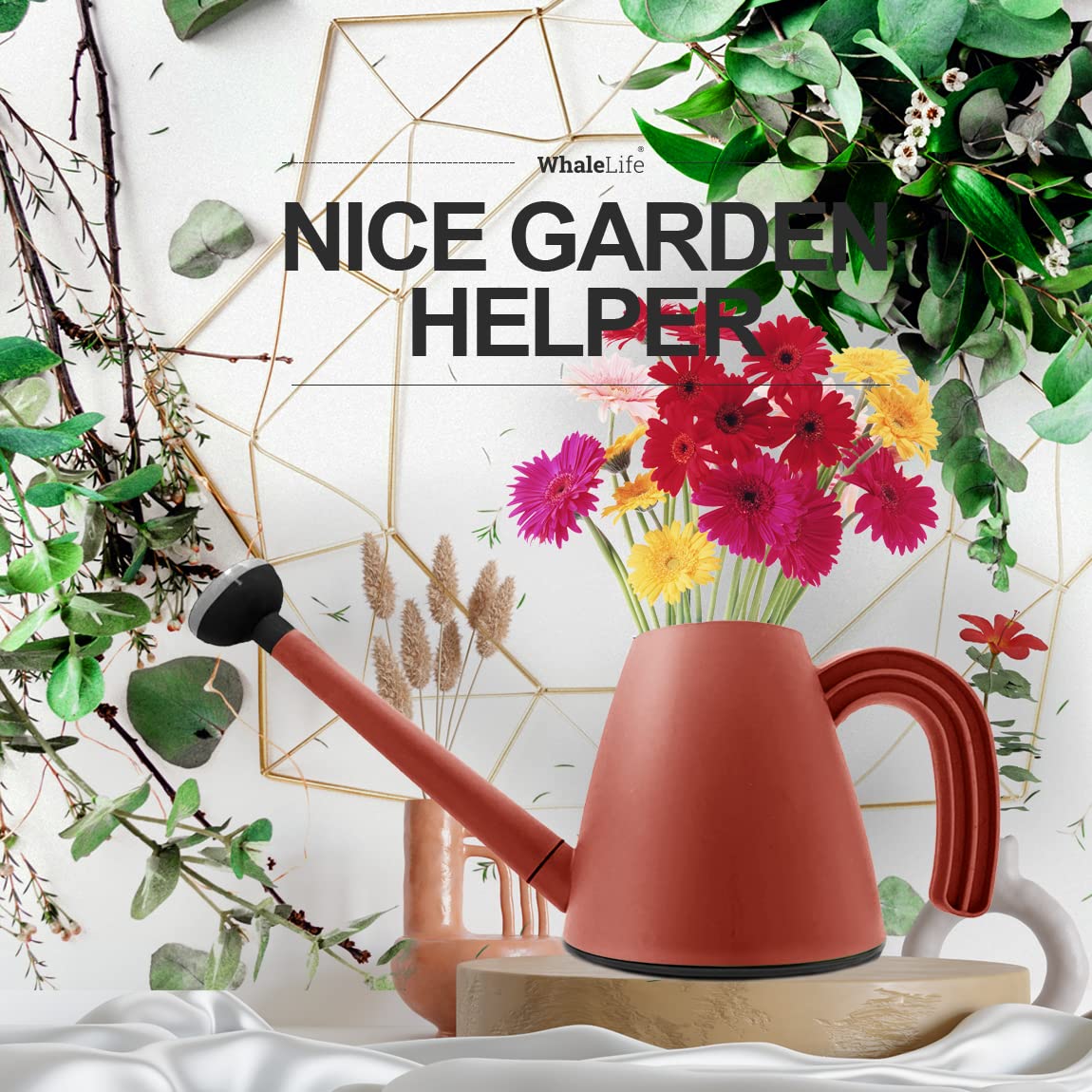 WhaleLife Indoor Plant Watering Can side view showing long spout