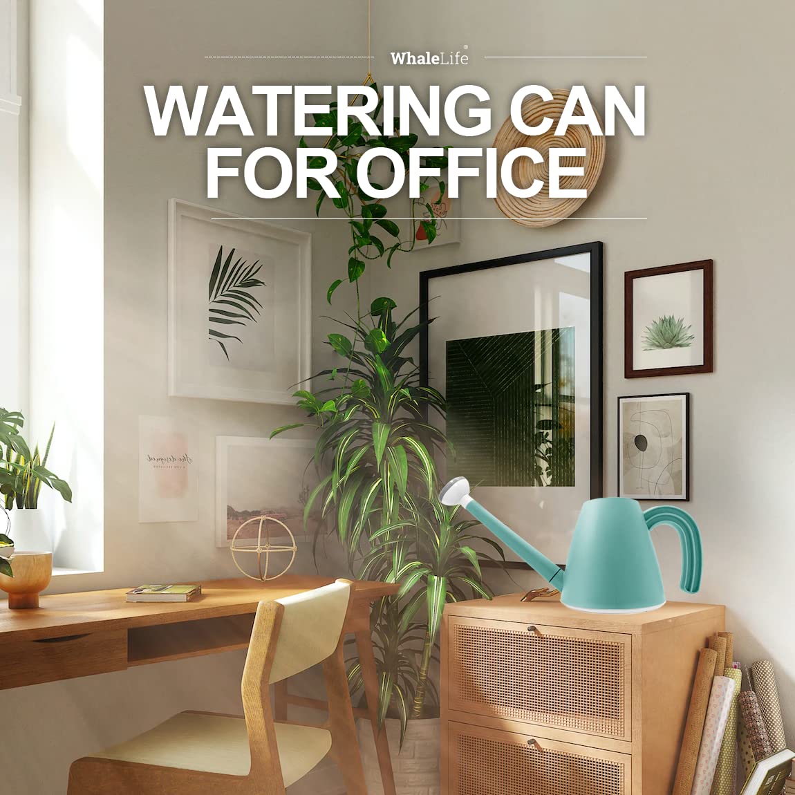 WhaleLife Indoor Watering Can with potted herbs