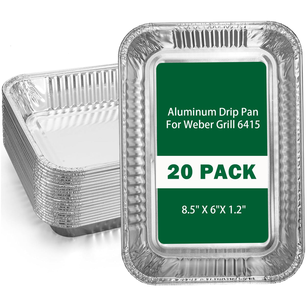Whaleme Aluminum Drip Pans 20 Pack, front view