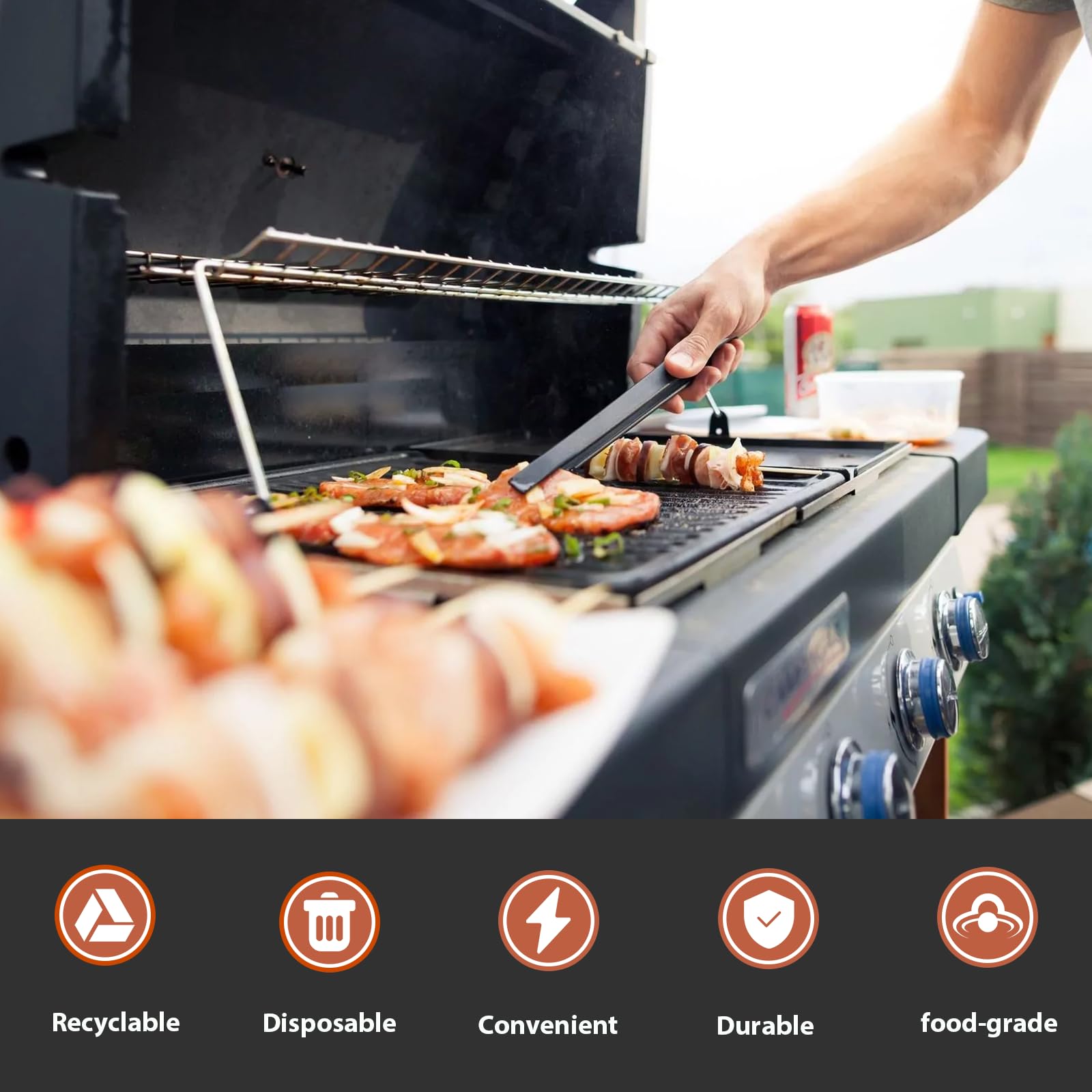 Whaleme grease cup liners displayed with outdoor grilling setup