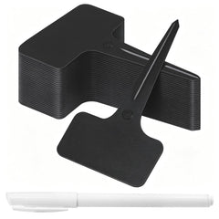Whaline 100 Pcs Plastic Plant Labels T-Type Black front view