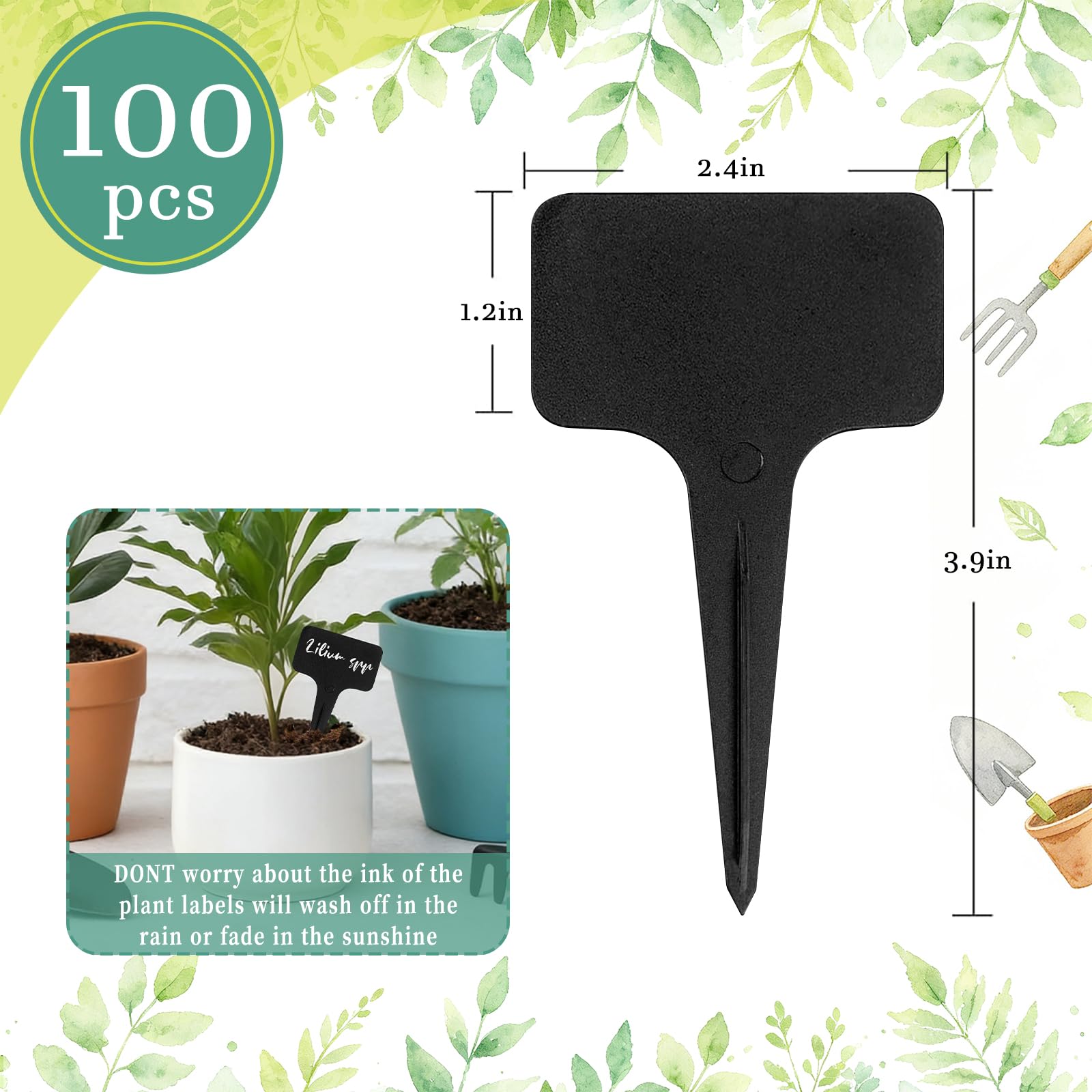 Whaline T-Type Plant Labels with white marker pen