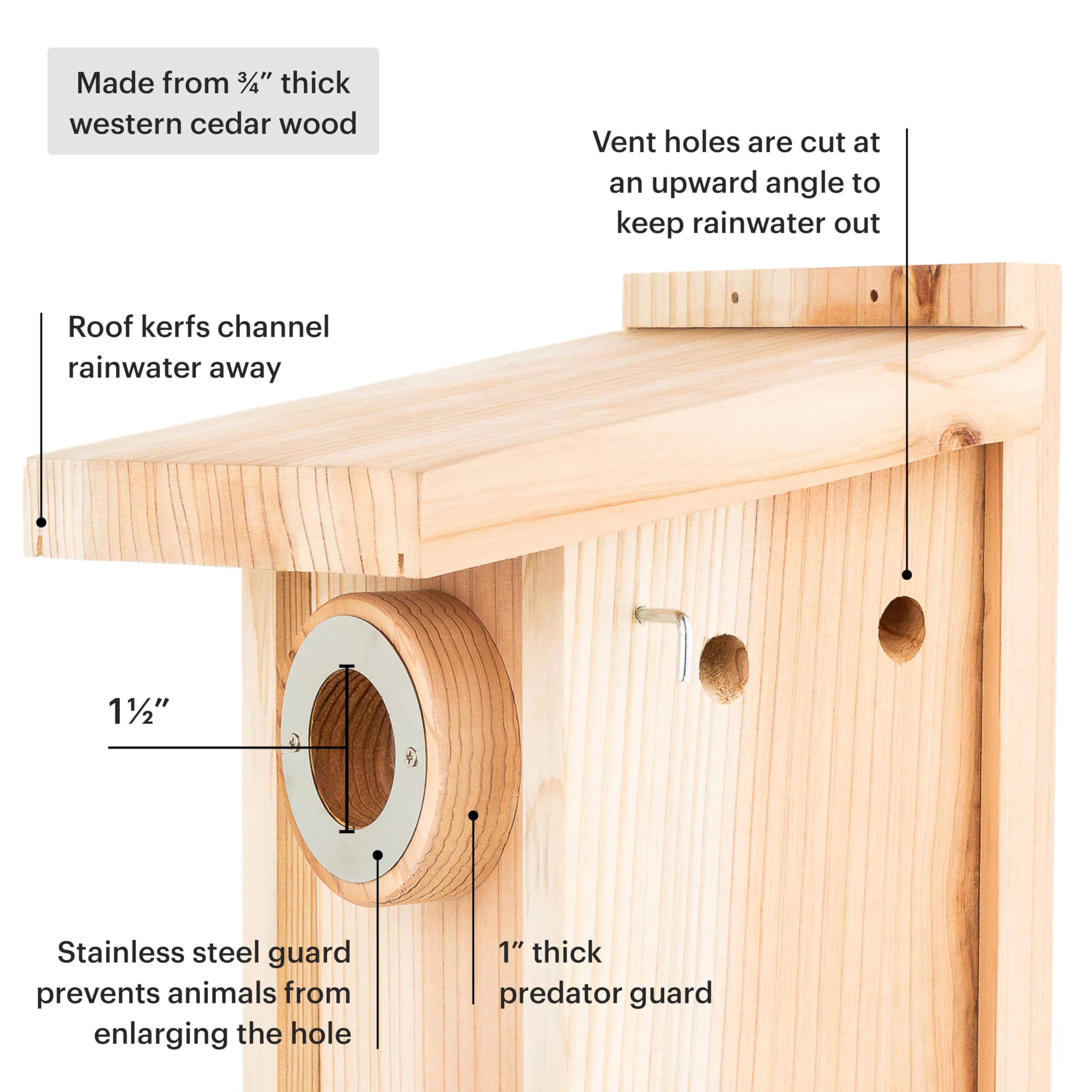 WHITEHORSE Bluebird House side view highlighting entry hole