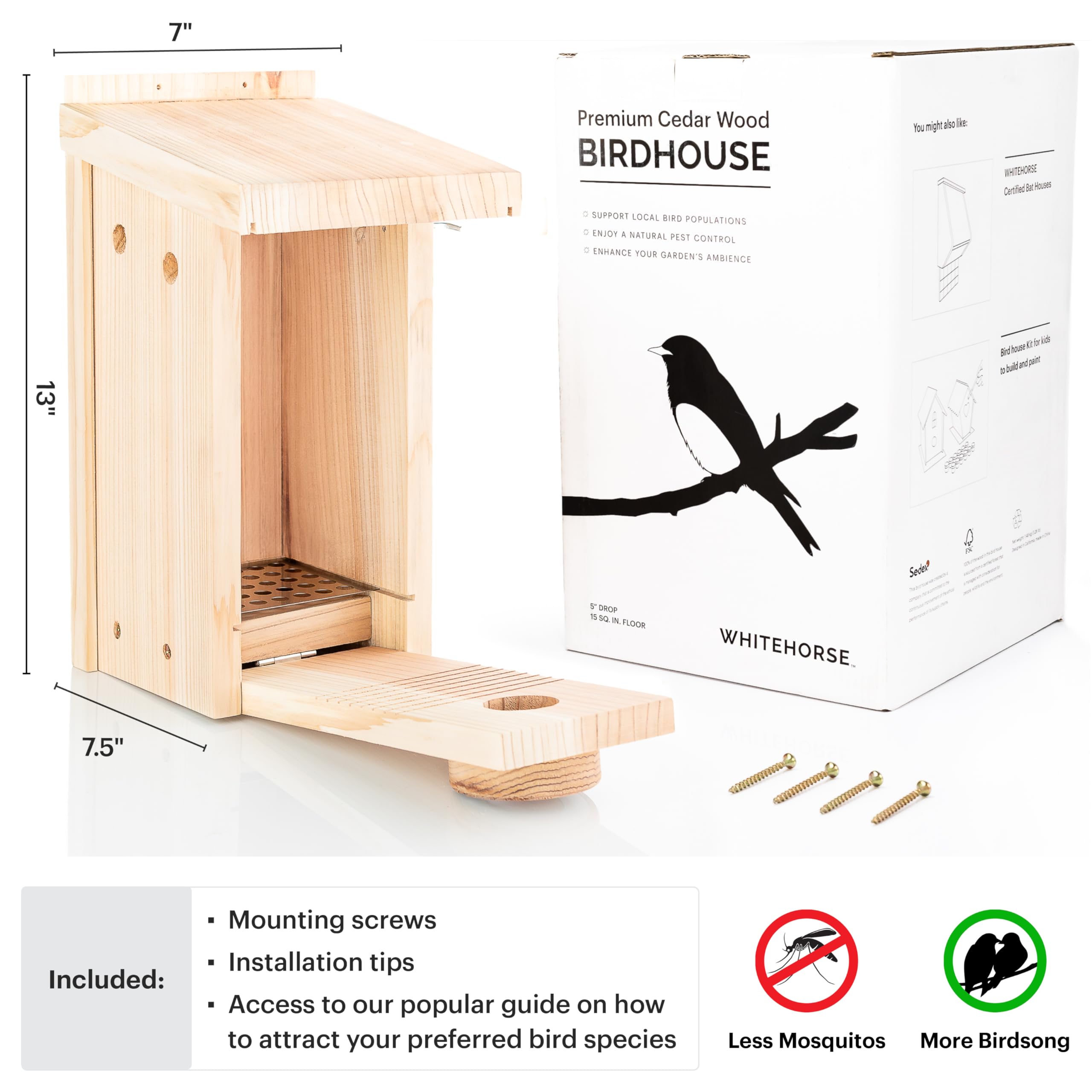 WHITEHORSE Bluebird House with stainless steel guard on entry hole