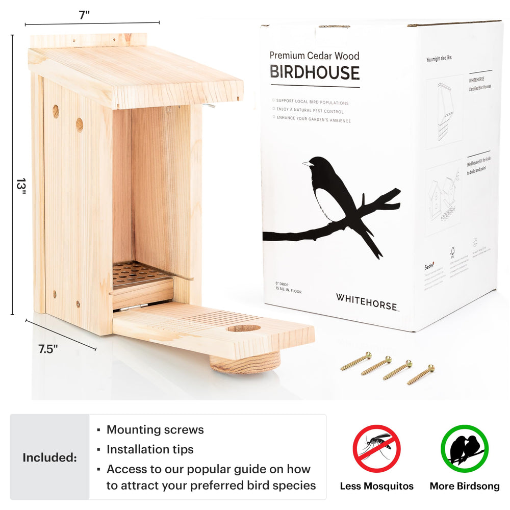 WHITEHORSE Bluebird House with stainless steel guard on entry hole