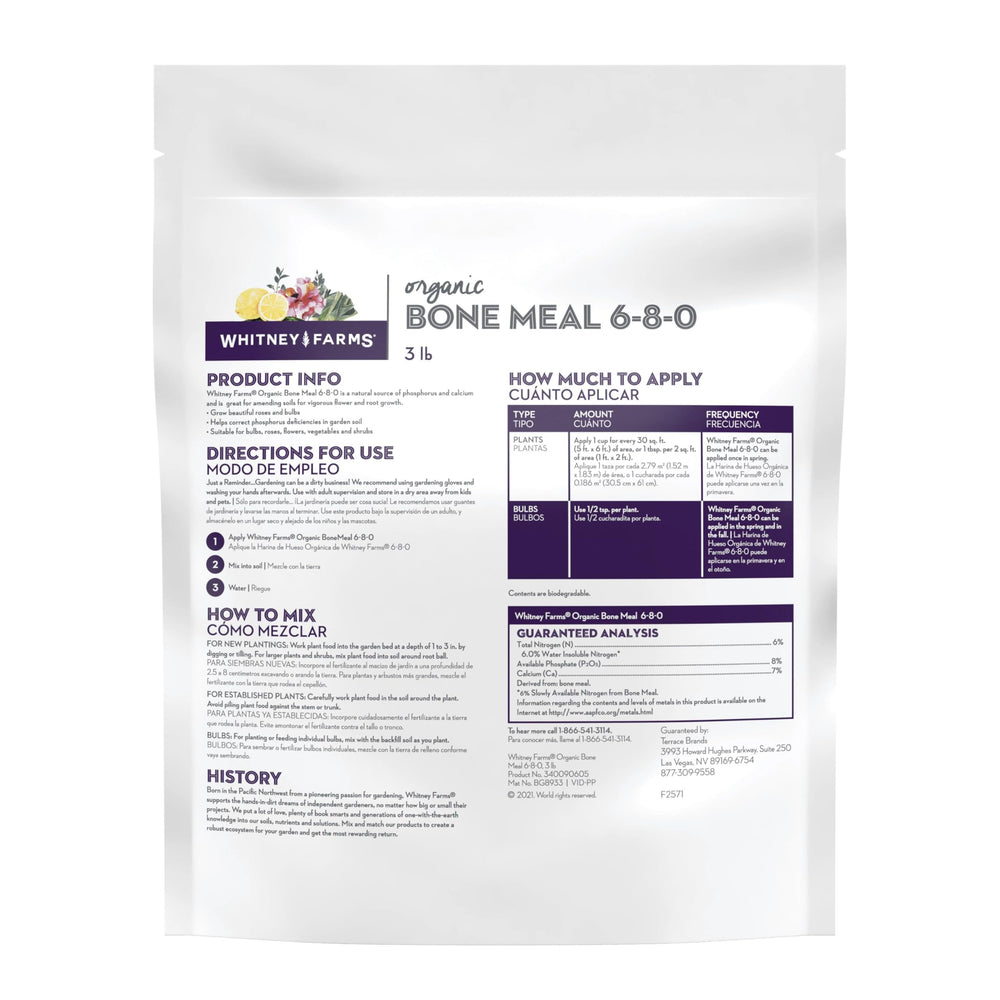 Whitney Farms Organic Bone Meal 6-8-0 granules close-up