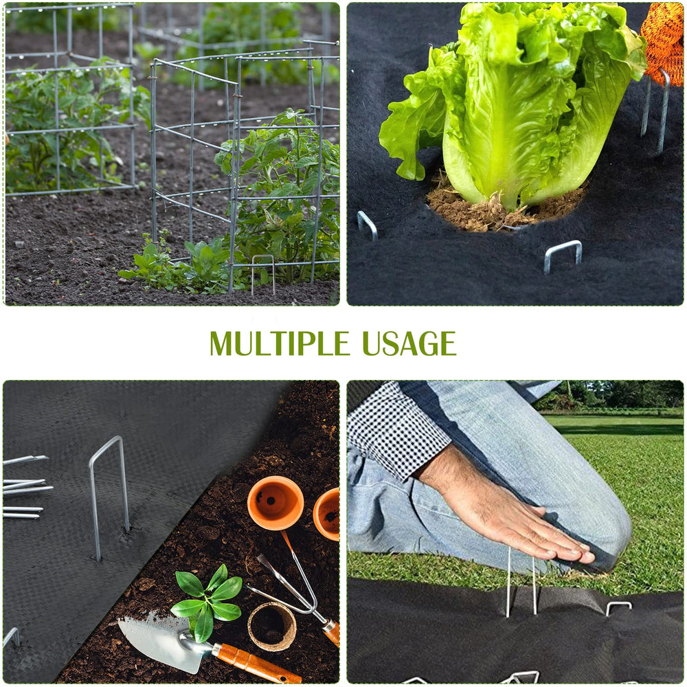 Whonline landscape staples in use for securing tarpaulin