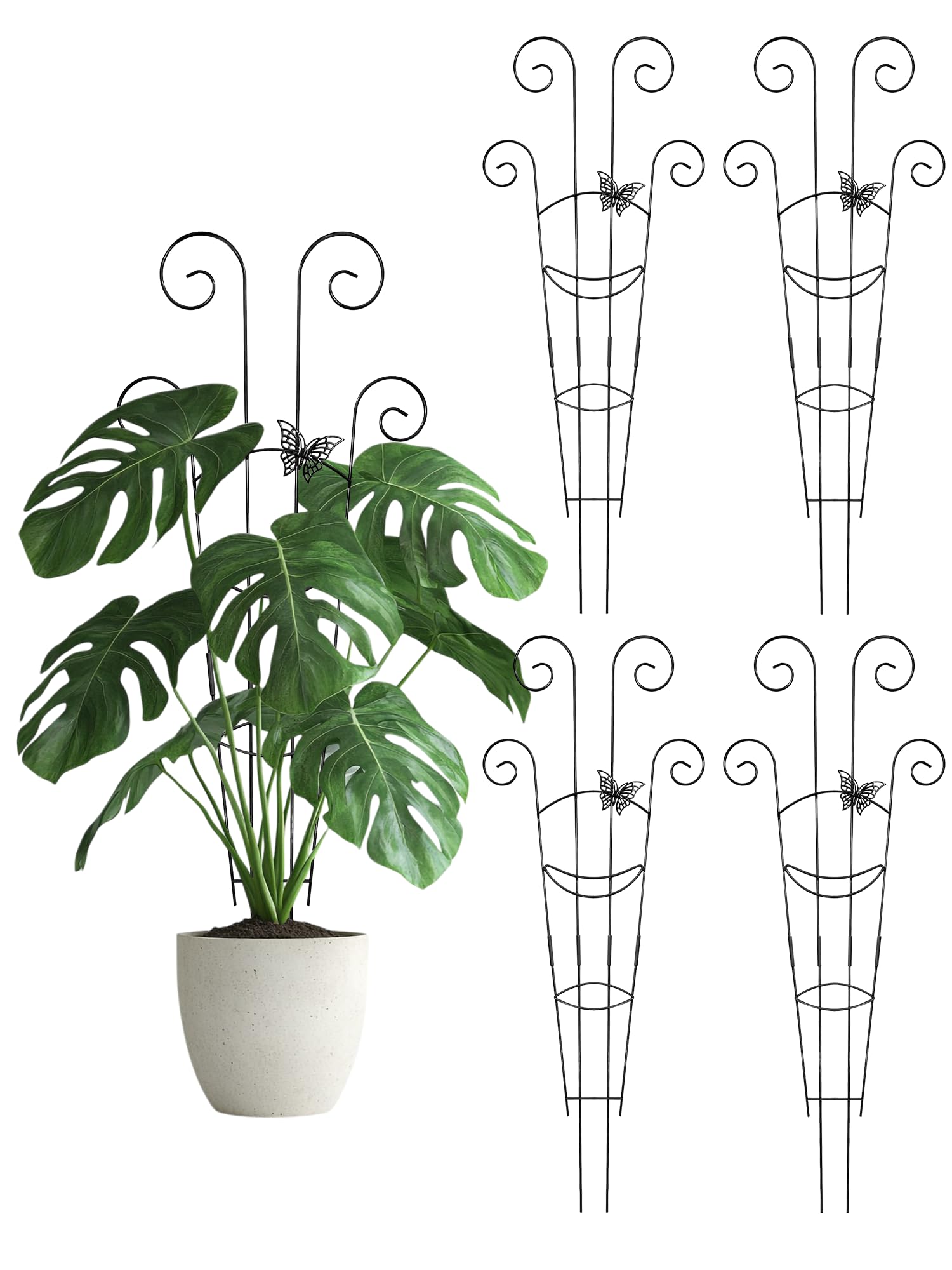 Whtawtaw Metal Monstera Trellis 30 inches gold model front view