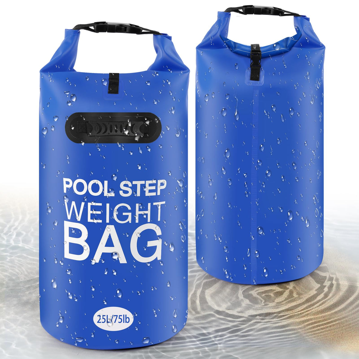 whumsdog pool ladder weights blue bags front view