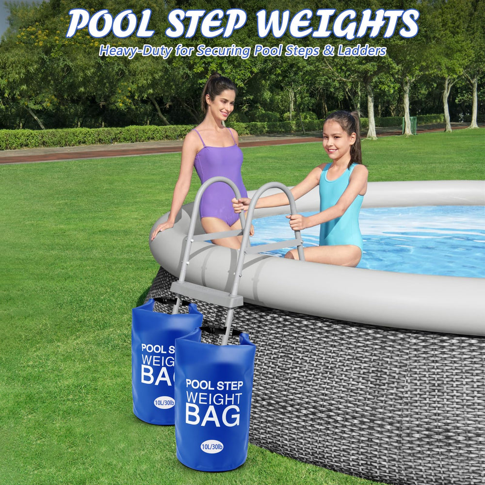 whumsdog pool ladder weights in outdoor setup