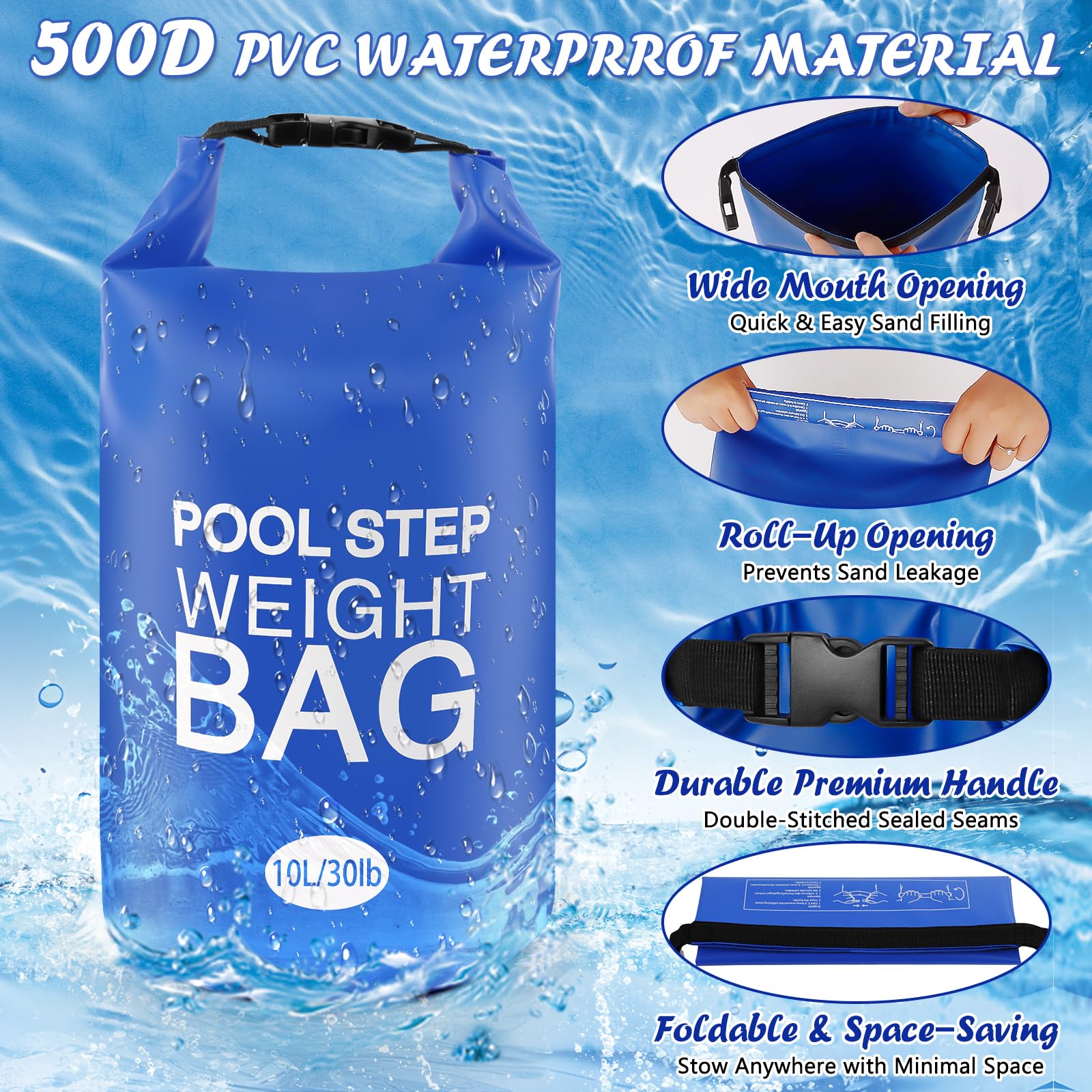 whumsdog pool ladder weights with wide-mouth opening for filling