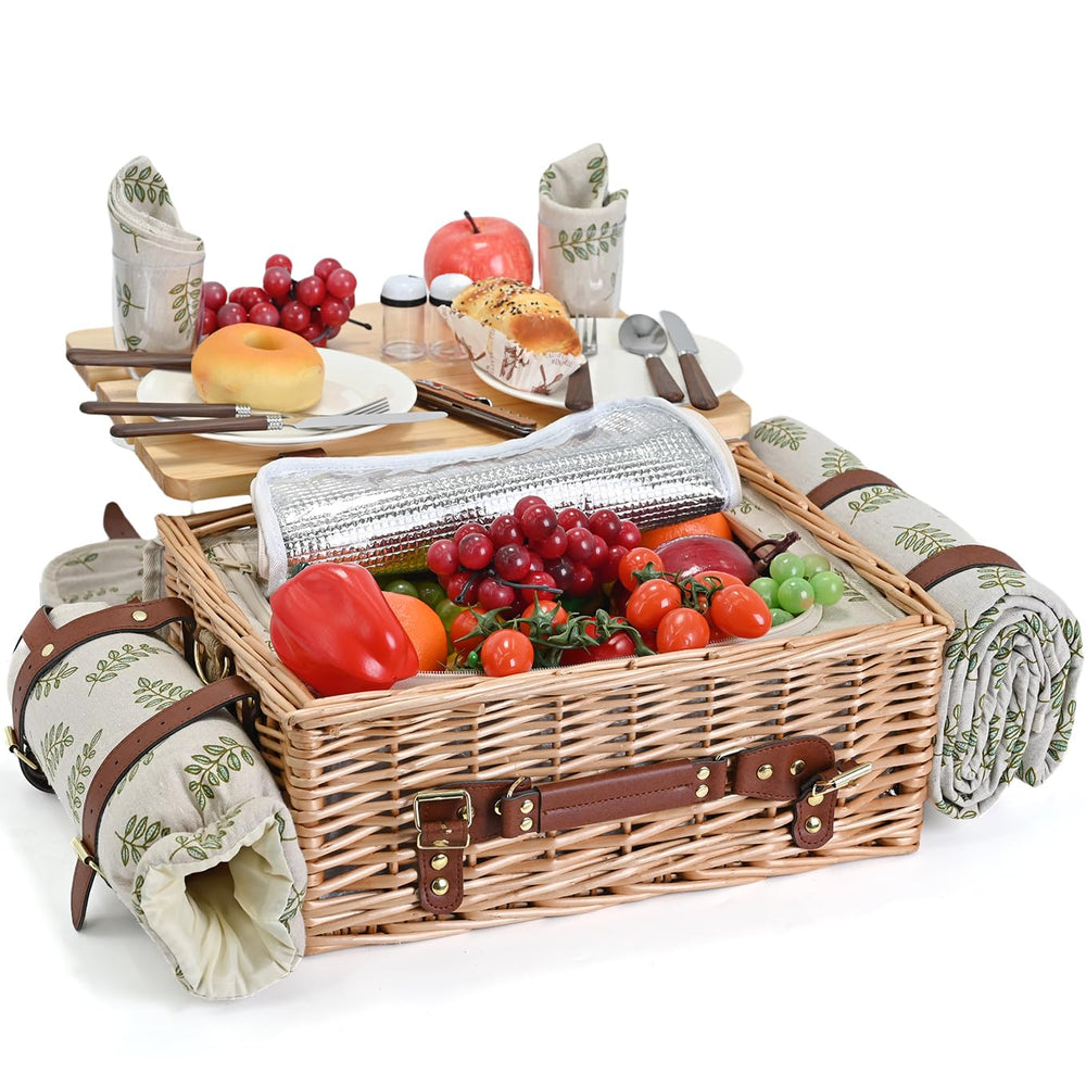 Wicker basket with leatherette handle and shoulder strap