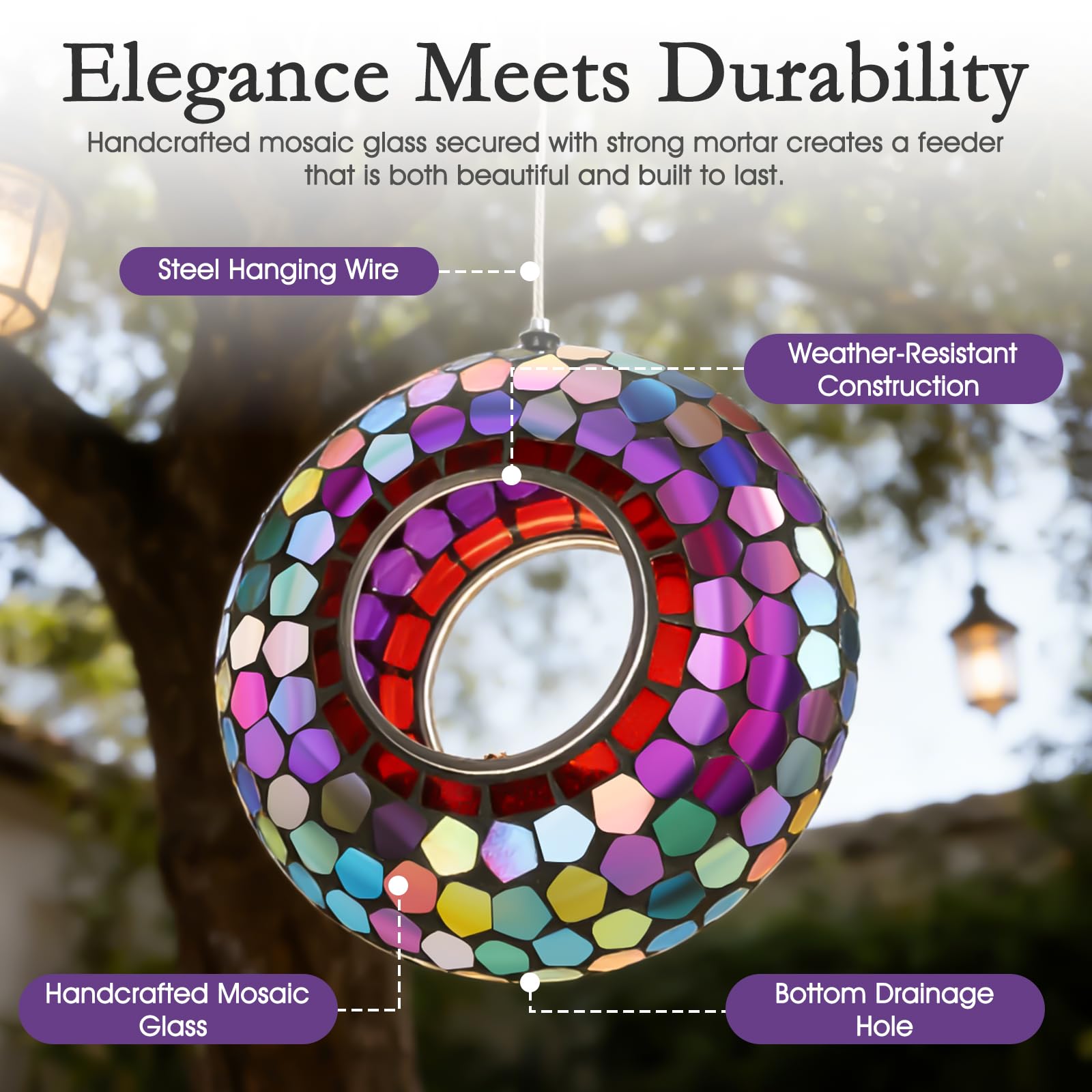 Wide center opening of Tegarbed Bird Feeder for easy filling