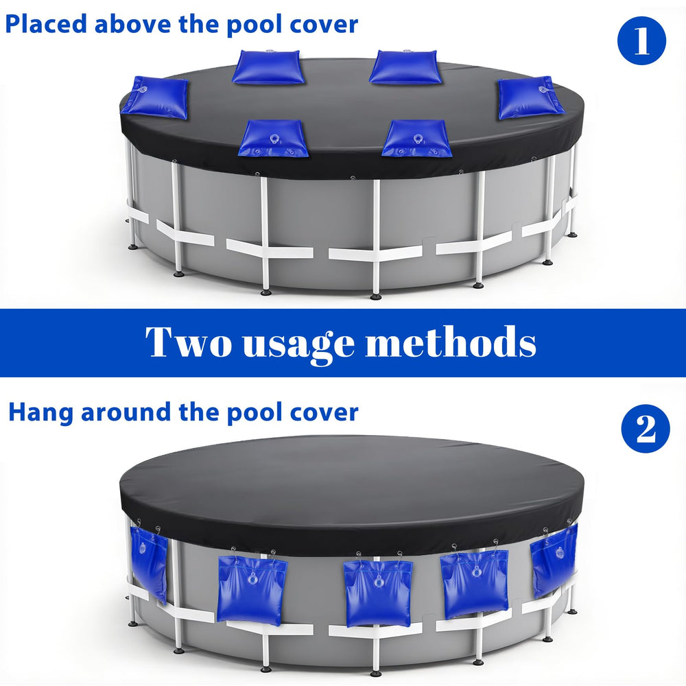 Wide inlet of UQM pool cover weight for easy filling