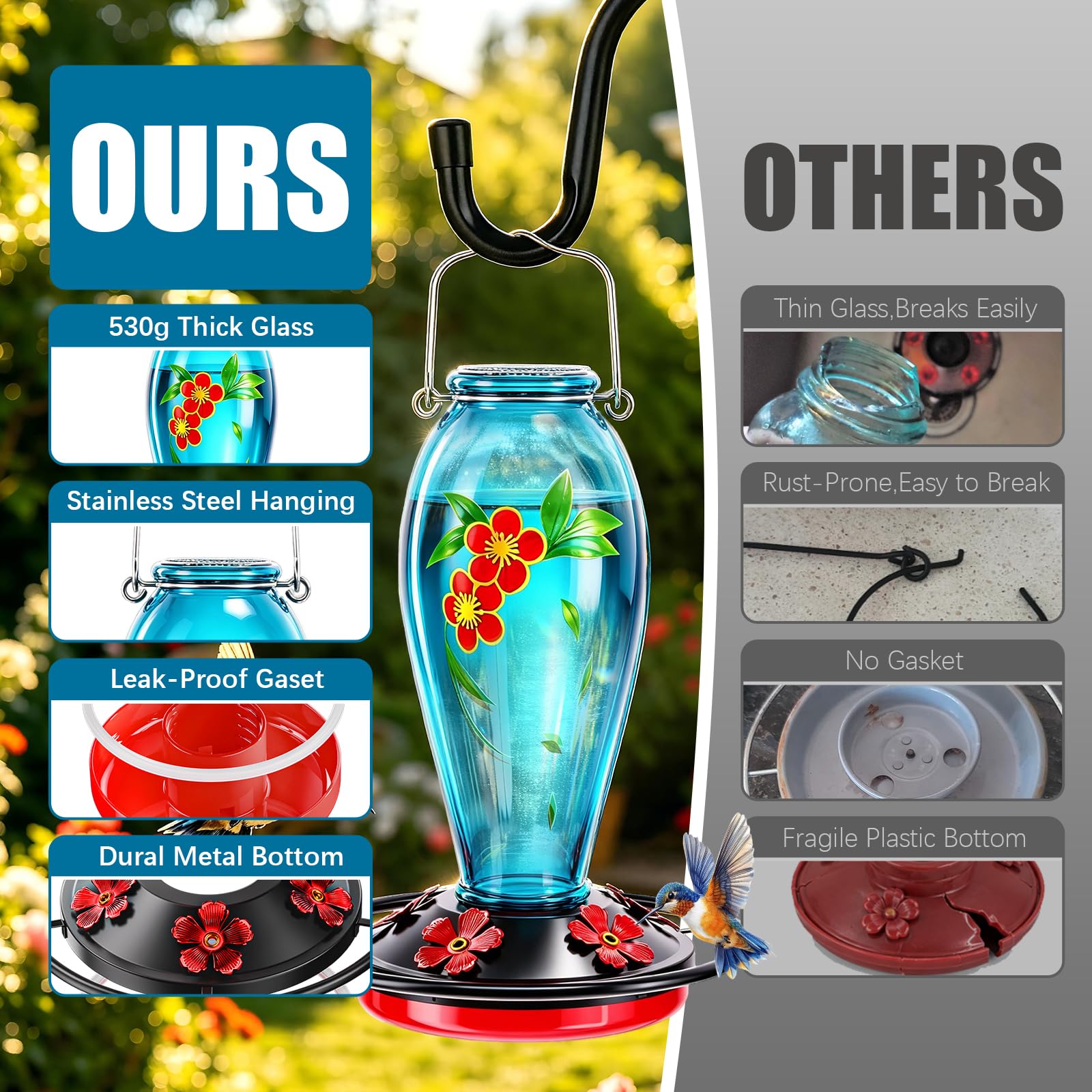 Wide-mouth opening of YHCHHZUI Hummingbird Feeder for easy refills