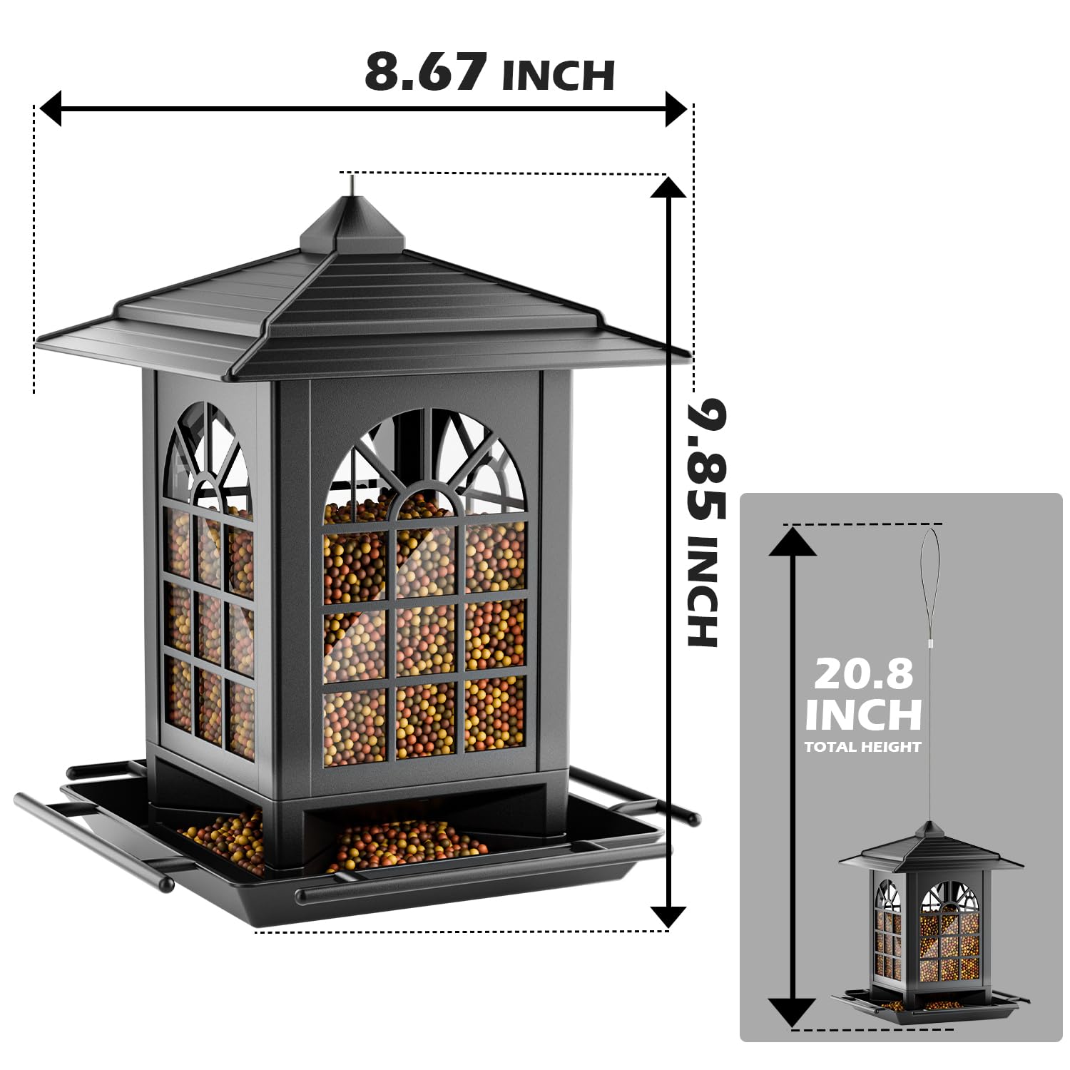 Wide opening of Birdream Bird Feeder for easy refills
