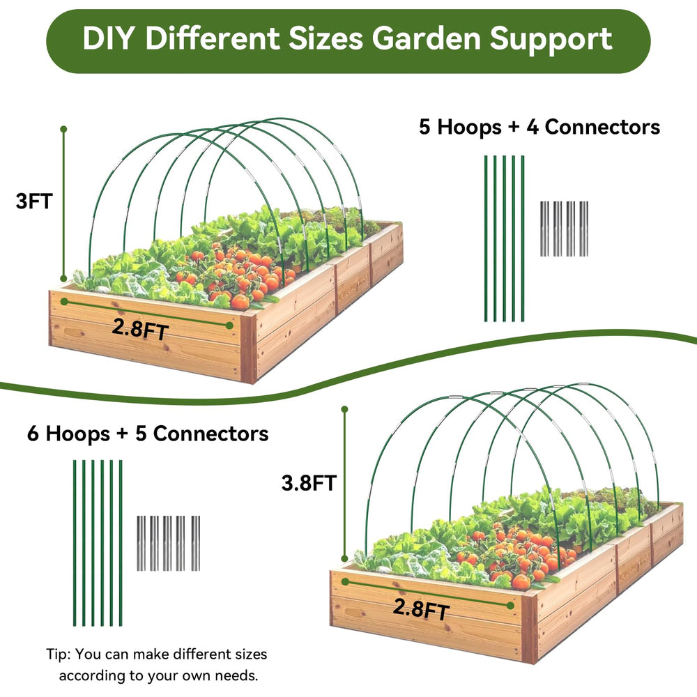 Wide view of garden netting protecting various crops