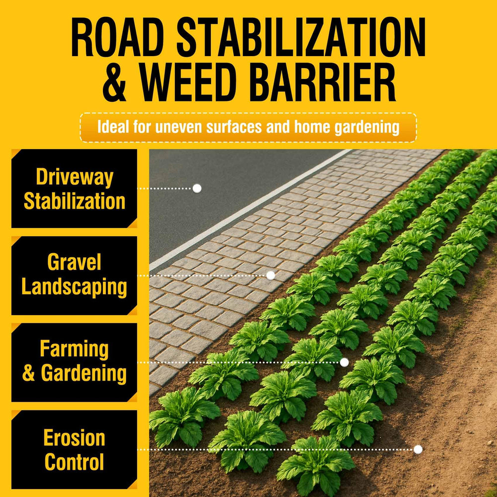 Wide view of GEIGUIWA weed barrier fabric in use