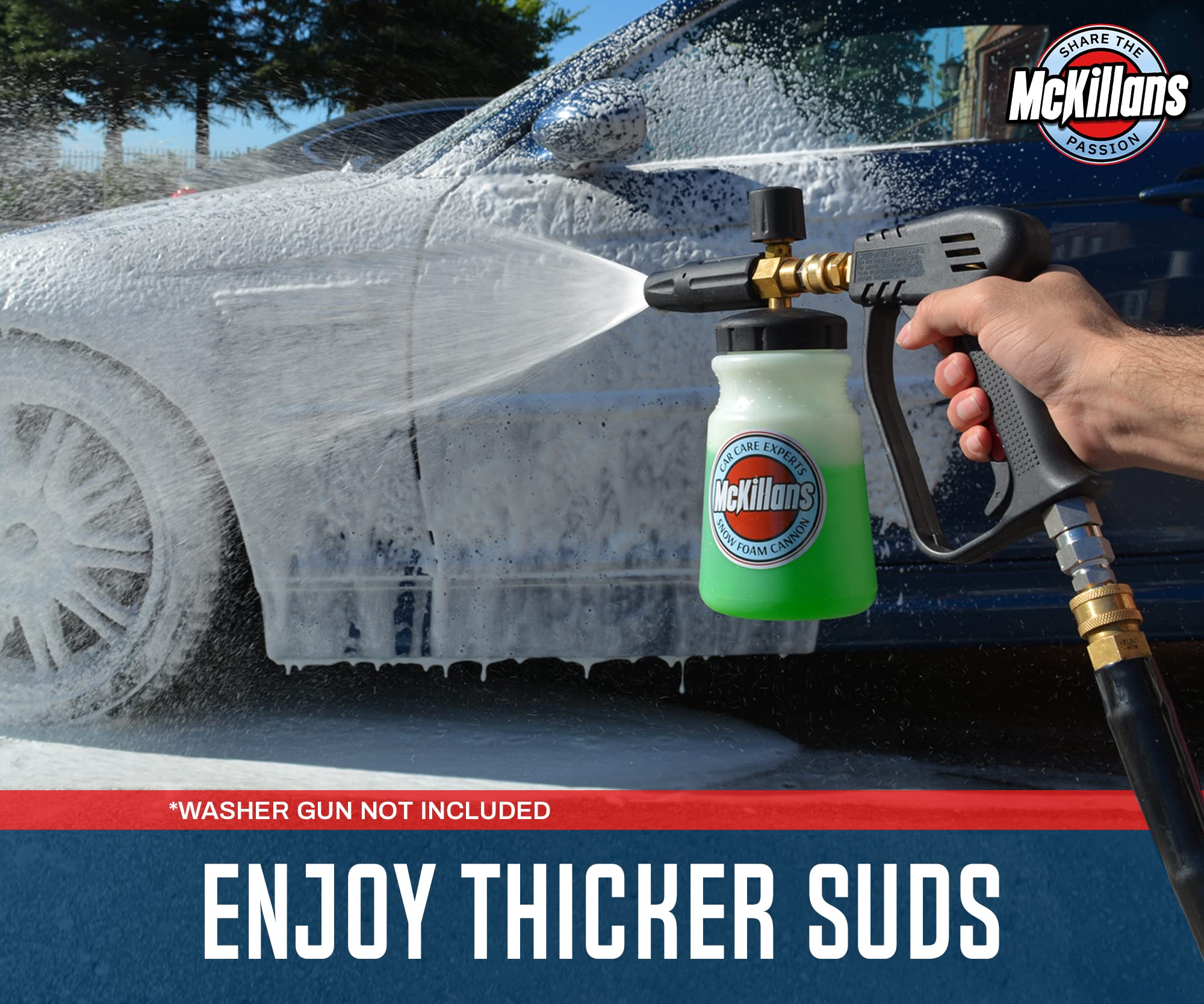 Wide view of McKillans Foam Cannon with pressure washer