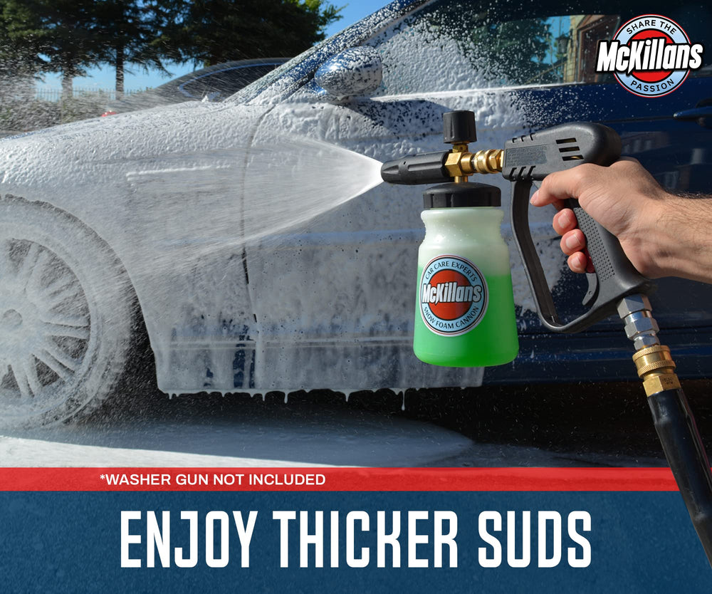 Wide view of McKillans Foam Cannon with pressure washer