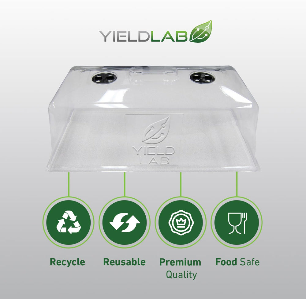 Wide view of Yield Lab 7 Inch Humidity Domes set up