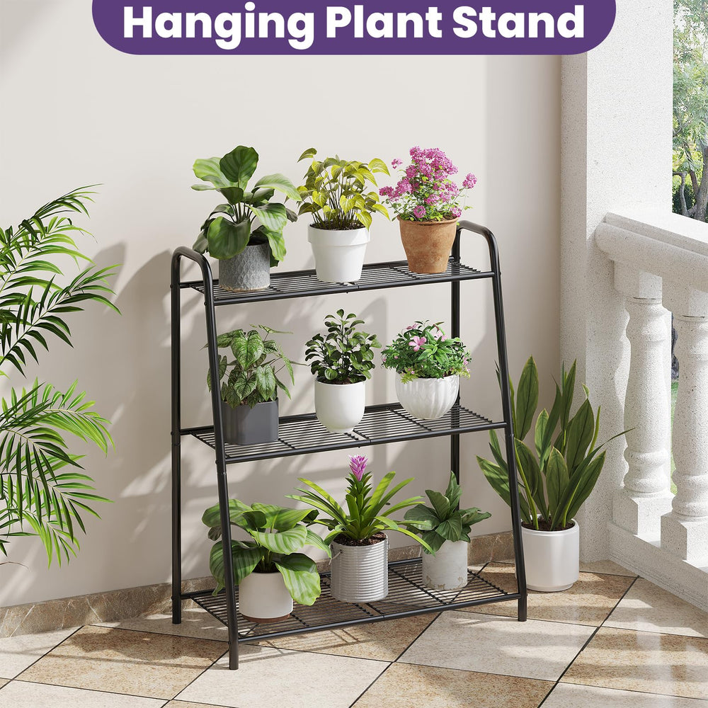 Wieghda 3-Tier Plant Stand with flower pots displayed
