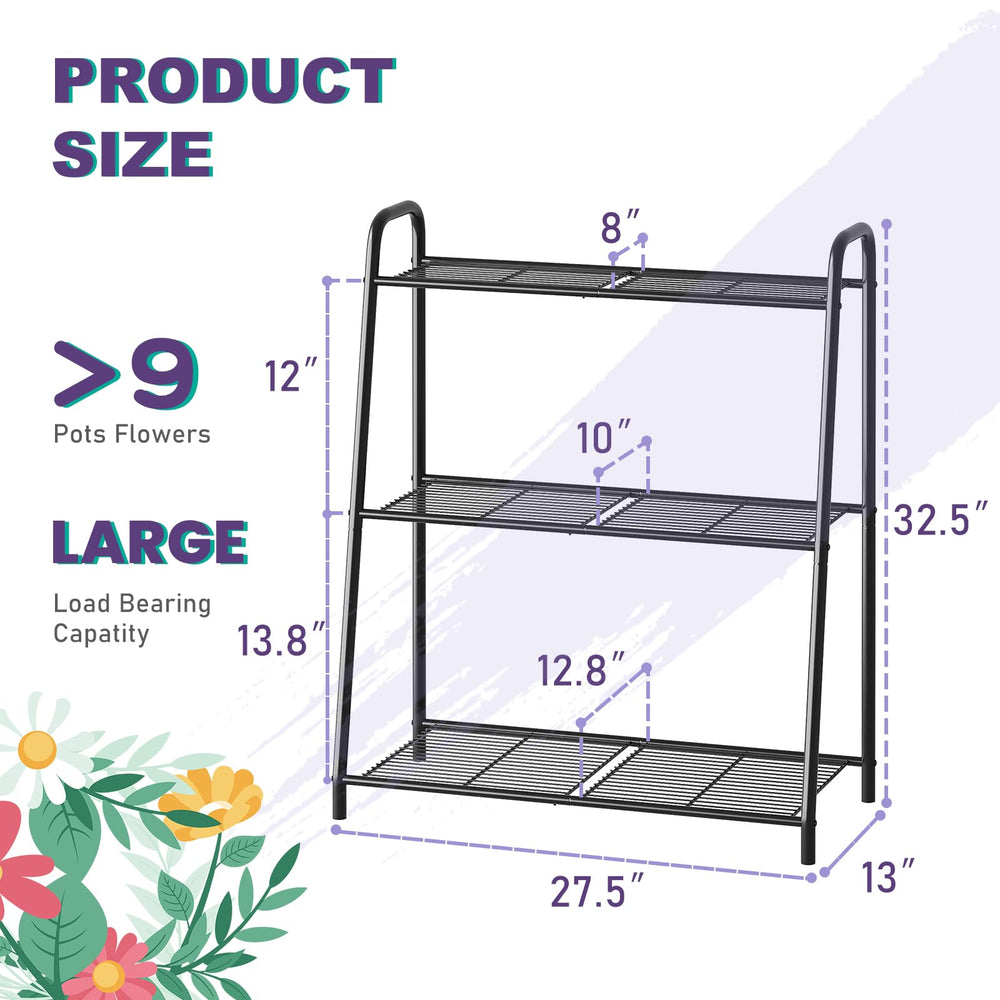 Wieghda plant stand side view showing three tiers