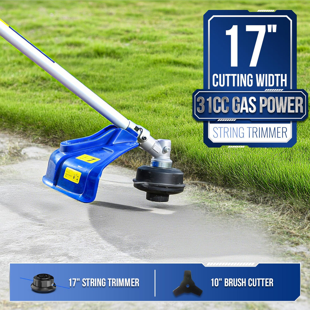 Wild Badger Power Gen2 Weed Wacker with 17-inch trimmer swath close-up