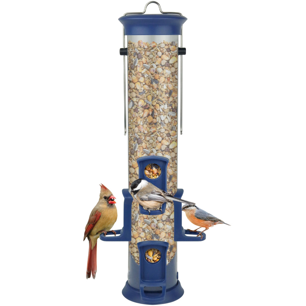 Wild Wings Plastic Seed Tube Bird Feeder blue model front view