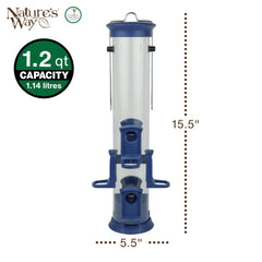 Wild Wings Plastic Seed Tube Bird Feeder side view with six feeding ports